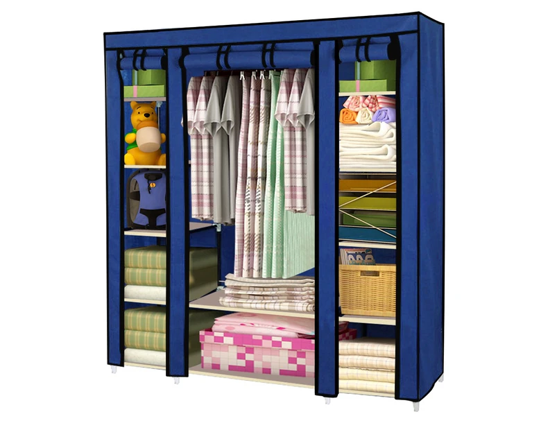 Large Portable Clothes Closet with Shelves Navy Blue