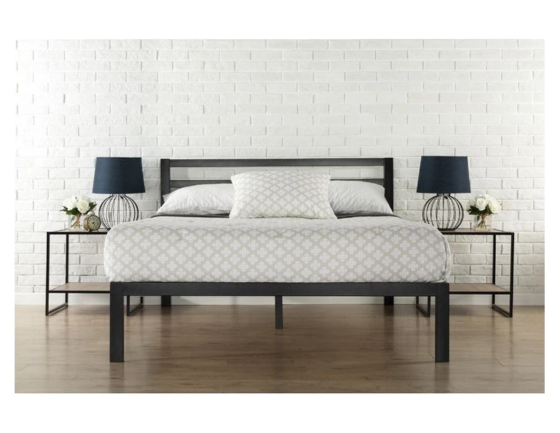 Istyle Simmons King Bed Frame Metal Grey Black