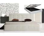 Istyle Milan Queen Gas Lift Ottoman Storage Bed Frame Pu Leather White