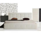 Istyle Milan King Single Gas Lift Ottoman Storage Bed Frame Pu Leather White