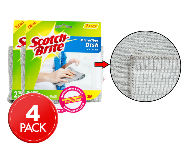2 x Scotch-Brite Microfiber Dish Cloths 2pk