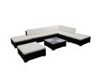 Outdoor Lounge Set 20 Pieces Black Poly Rattan Wicker Couch Table