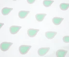 Itsy Bitsy Cloudy Days Drops Cot Fitted Sheet - Green/White 