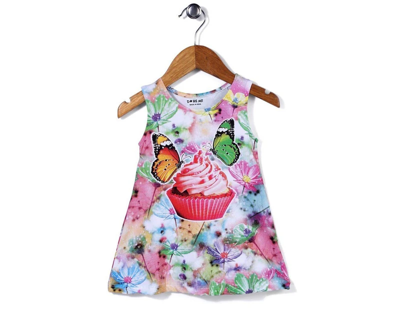 Doreme Baby Girls Casual Dress  Butterfly Cup Cake Print
