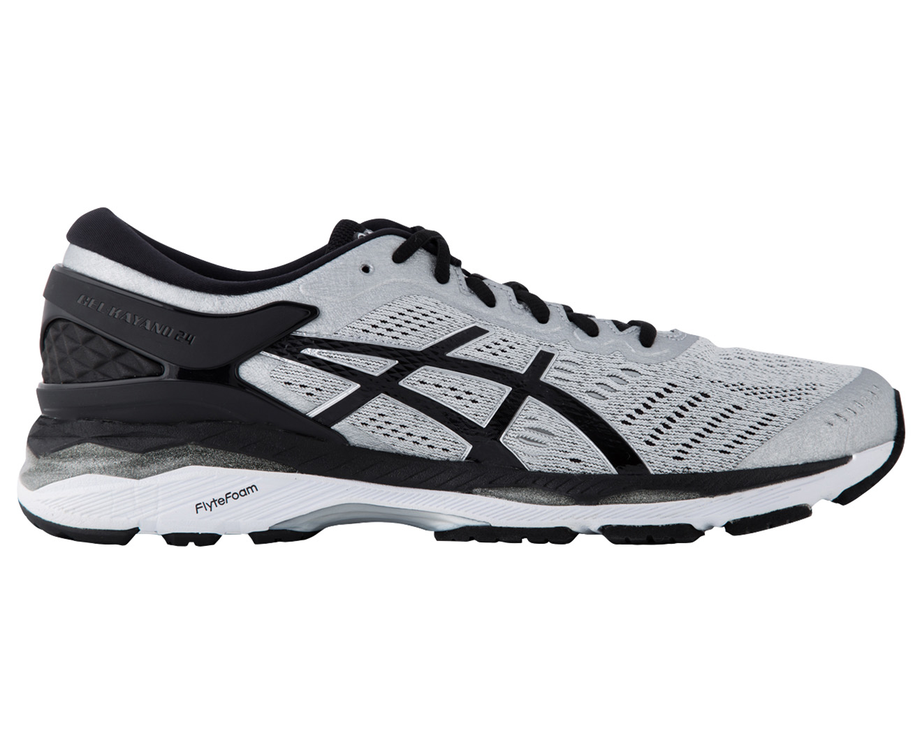 ASICS Men's GEL-Kayano 24 Wide Fit (2E) Shoe - Silver/Black/Midgrey ...