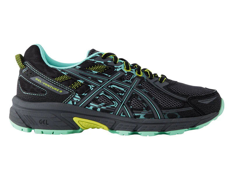 ASICS Women's GEL-Venture 6 (D) Wide Fit Shoe - Black/Carbon/Neon Lime