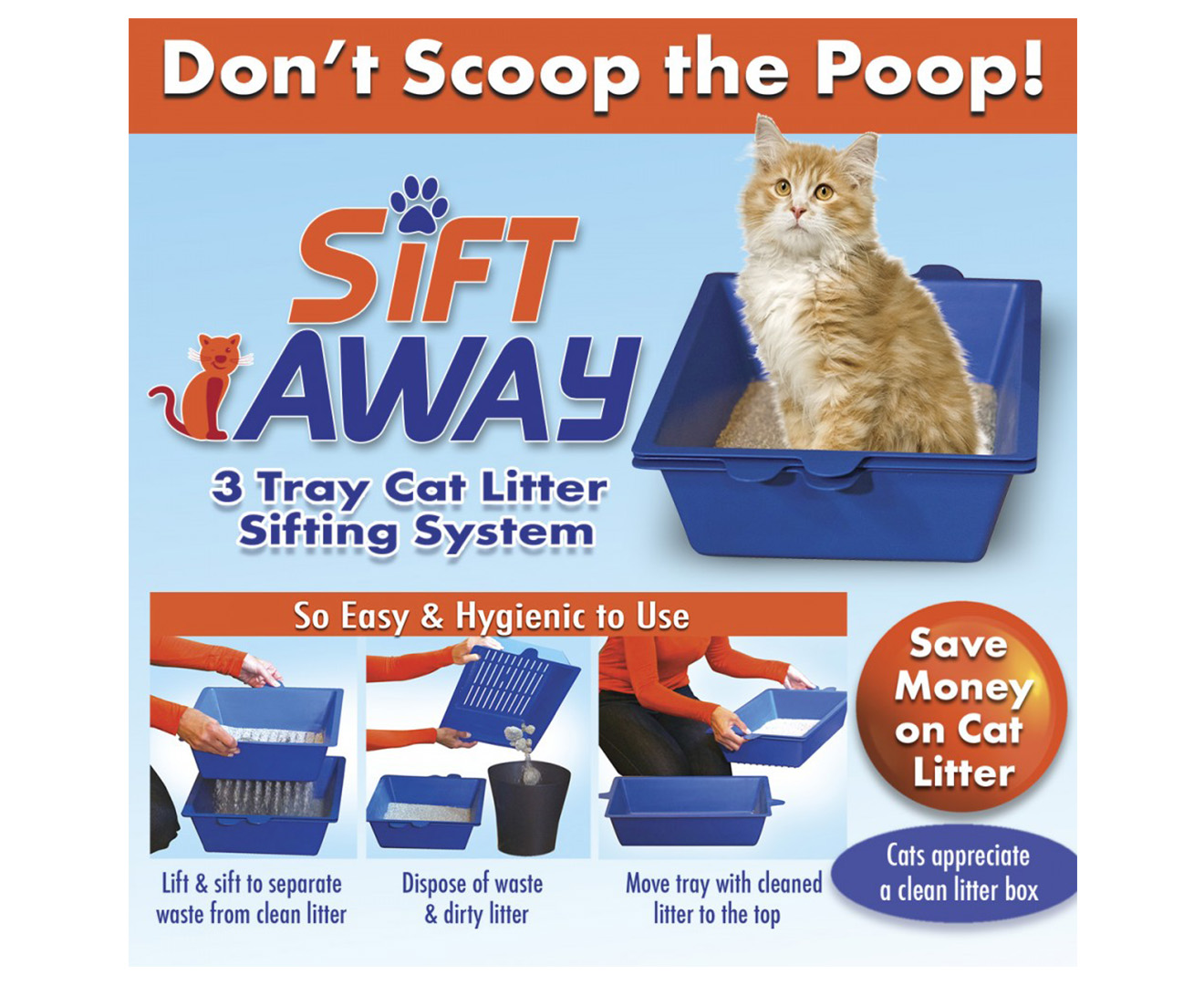 Sift Away Triple Tray Cat Litter Box