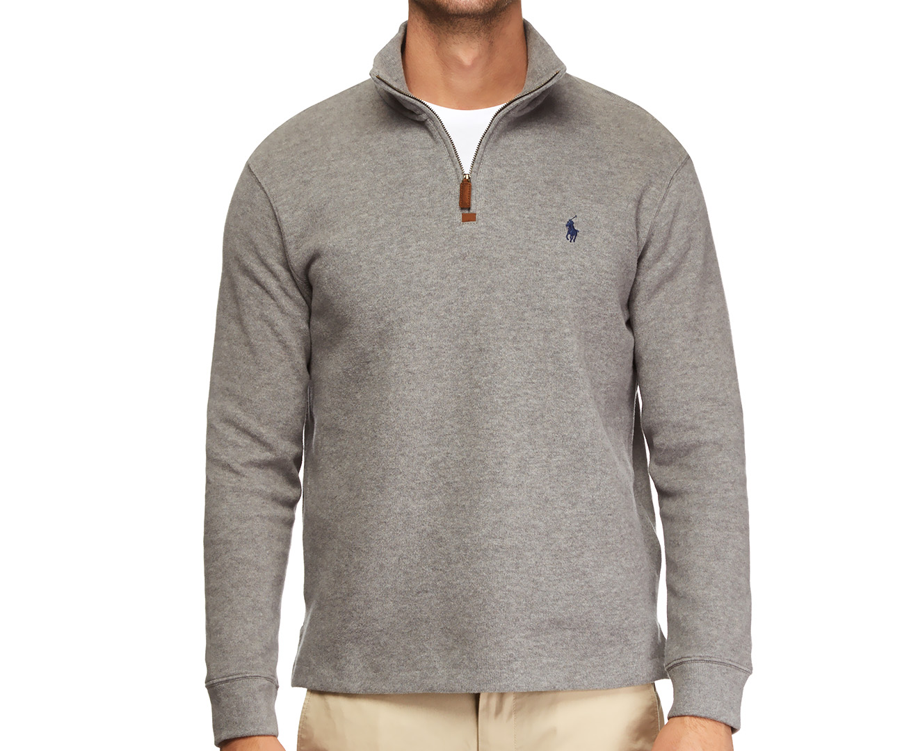 Polo Ralph Lauren Men's 1/4 Zip Pullover Sweater Winter Grey Catch