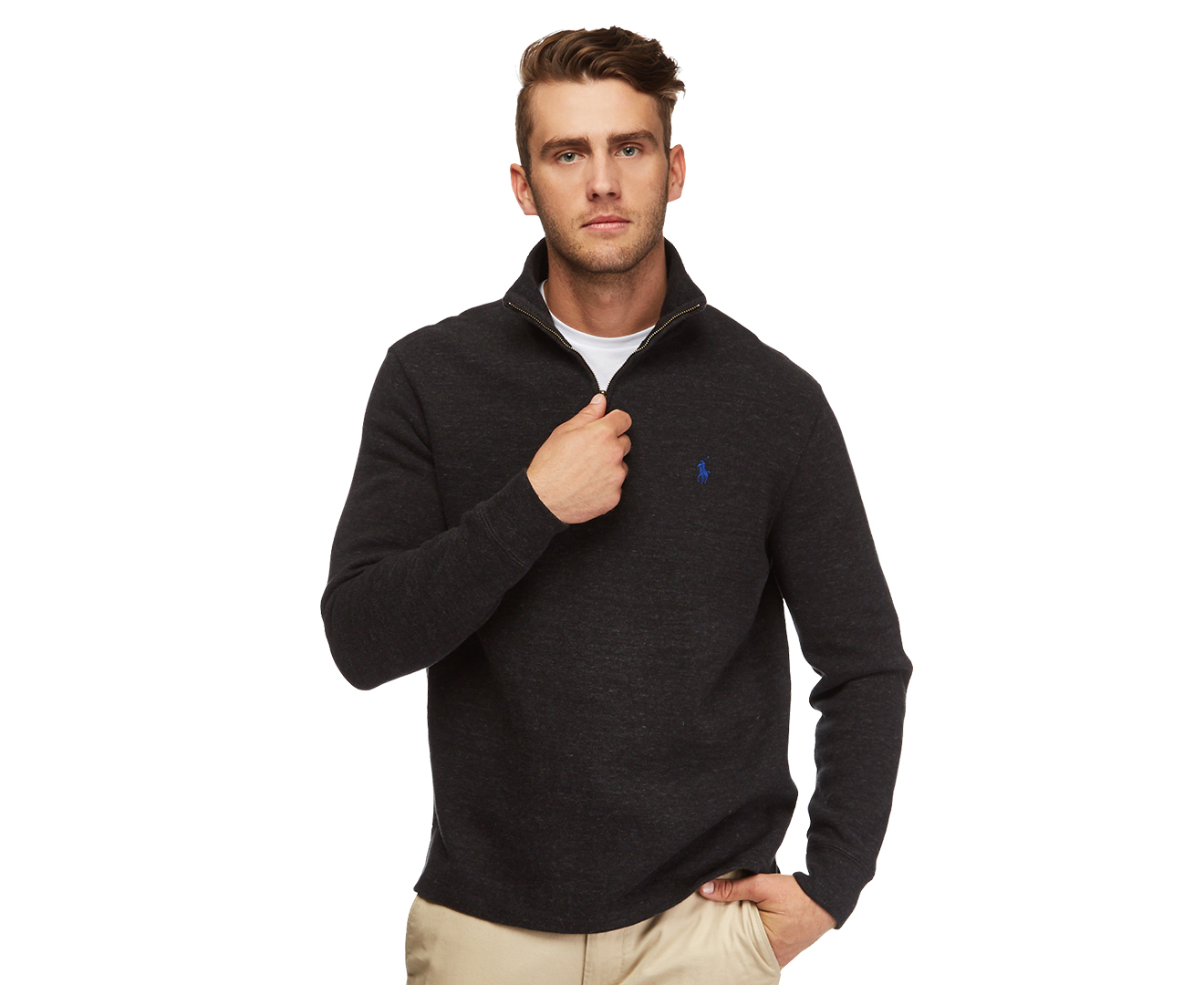 Polo Ralph Lauren Men's 1/4 Zip Pullover Sweater - Black Marle ...