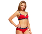 Tommy Hilfiger Women's Seamless Logo Padded Bra - Tang Red
