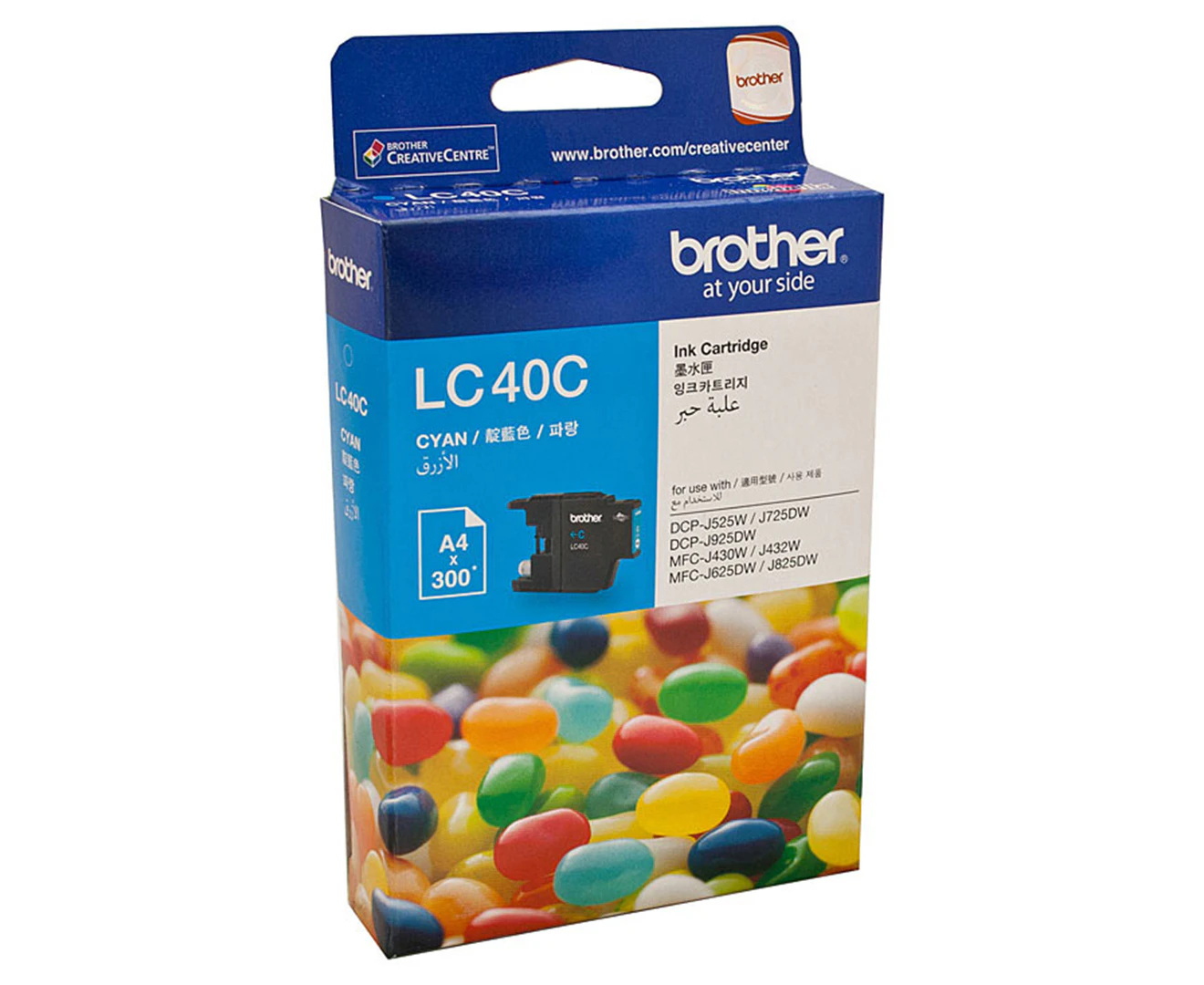 Brother LC-40C Cyan Ink Cartridge - to suit DCP-J525W/J725DW/J925DW, MFC-J430W/J432W/J625DW/J825DW- up to 300 pages