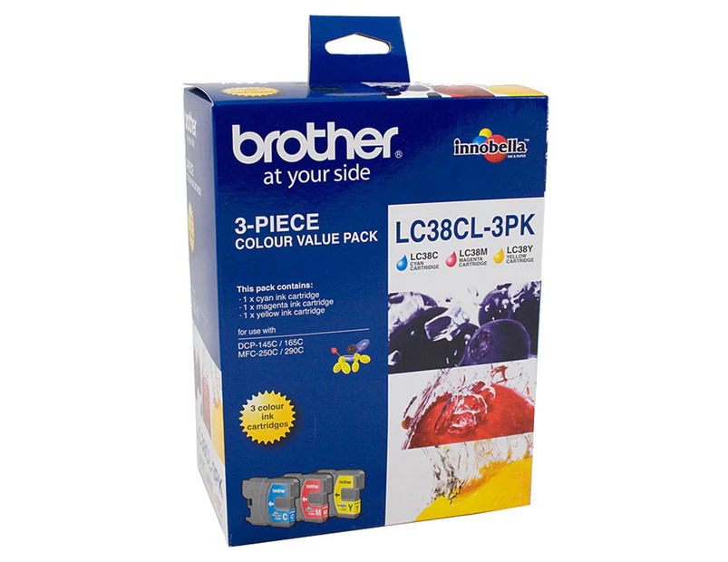 Brother LC38 CMY Colour Ink Cartridge 3-Pack - Multi