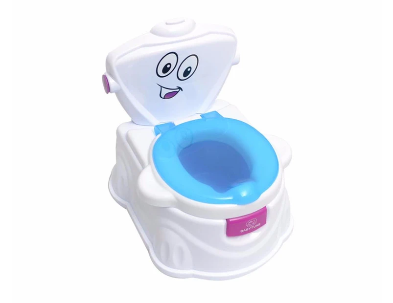 2-in-1 Toddler Baby Toilet Training Potty Trainer with Music Player Blue & White