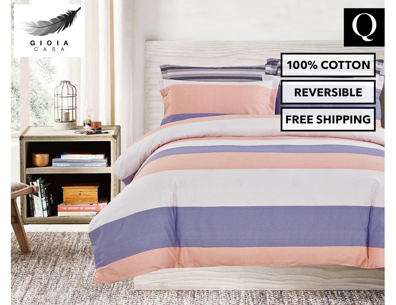 Gioia Casa Zali 100% Cotton Reversible Queen Bed Quilt Cover Set - Multi
