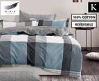 Gioia Casa Davi 100% Cotton Reversible King Bed Quilt Cover Set - Grey/Blue