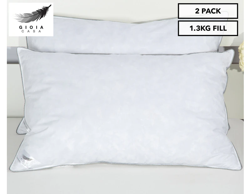 Gioia Casa 1.3kg Fill Duck Feather Pillow Twin Pack