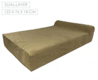 Big Paws Large Memory Foam Dog Bed Orthopedic with Bolster - Khaki Colour - Water Resistant Inner Cover