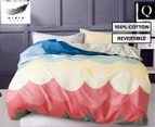 Gioia Casa Orange 100% Cotton Reversible Queen Bed Quilt Cover Set - Multi
