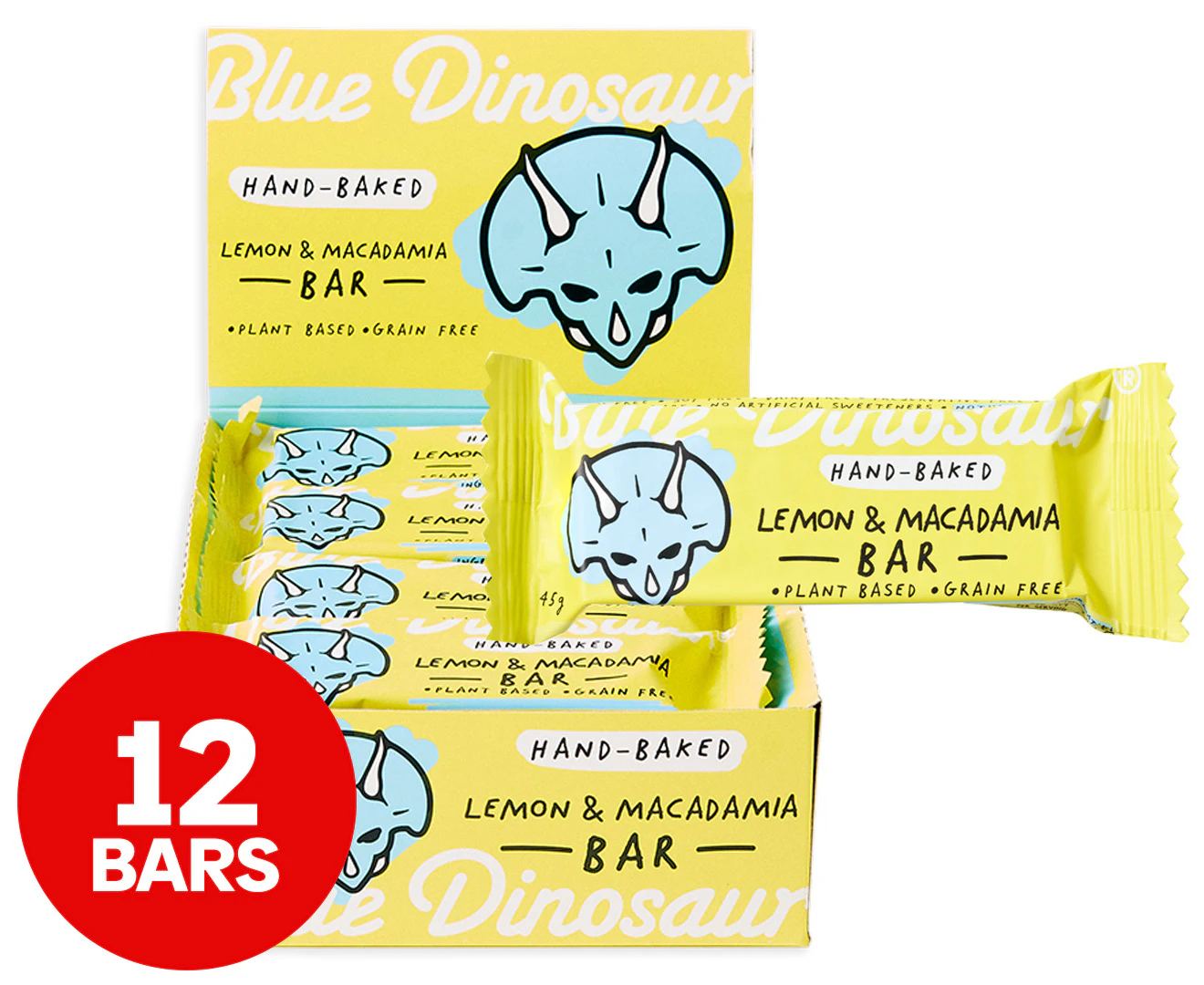 12 x Blue Dinosaur Paleo Bars Mac' Lemon 45g