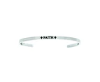 Intuitions Stainless Steel Faith With Cross Diamond Accent Cuff  Bangle Bracelet, 7" - White