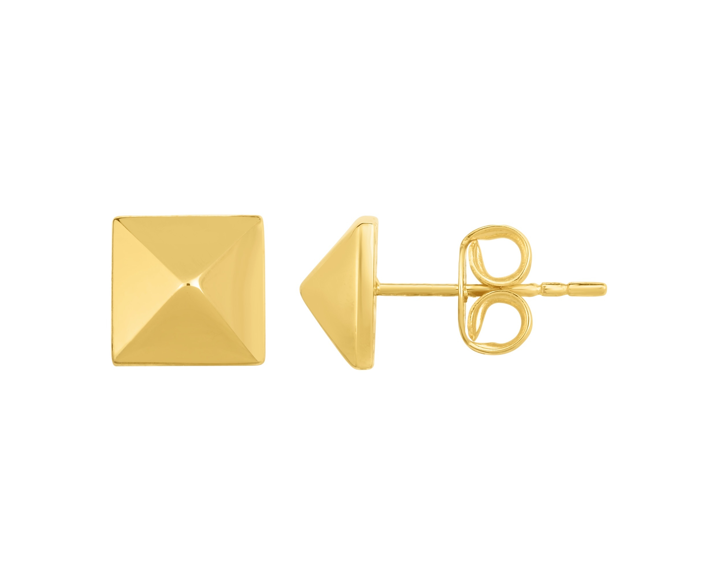 14k gold pyramid stud earrings