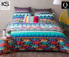 KS Studio Qualia Reversible Queen Bed Quilt Cover Set - Multi