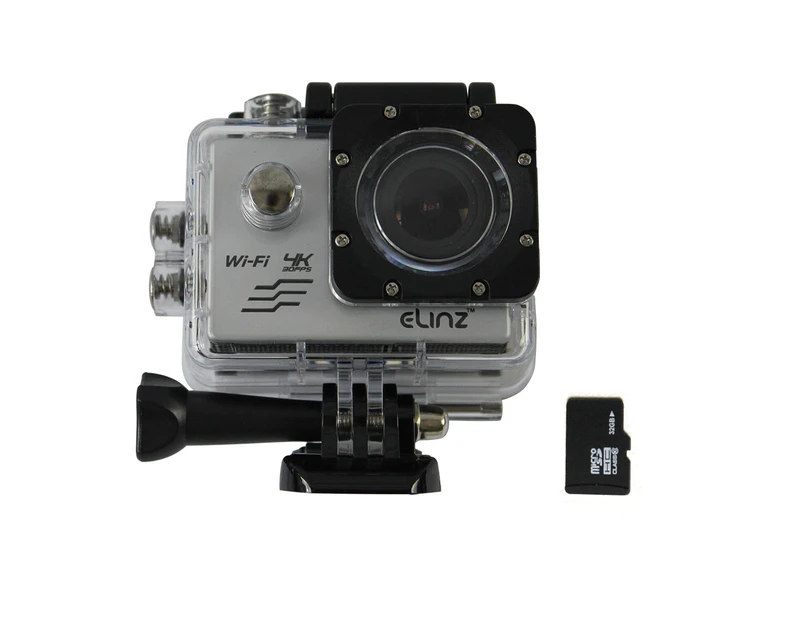 Elinz Ultra HD 4K Waterproof Sports Action Video Camera Camcorder 1080P 170° WiFi 2" LCD 32GB
