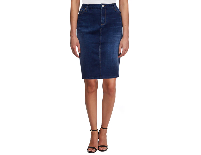 Jeanswest Women's Giana Curve Embracer Authentic Denim Skirt - Bright Wash