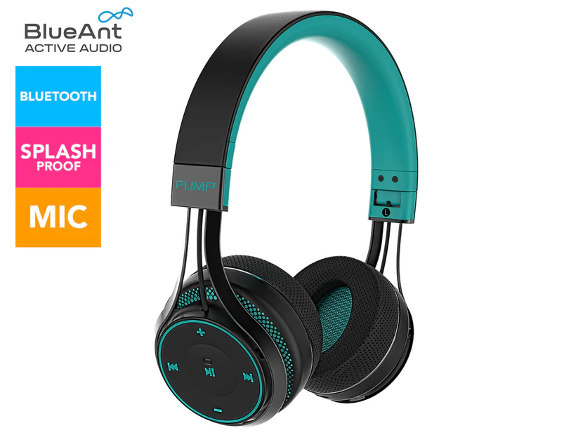 BlueAnt Pump Soul On-Ear Wireless Headphones - Black/Teal