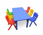 120x60cm Blue Rectangle Kid's Table and 6 Mixed Chairs