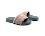 ATLANTIS SHOES Women's Fluffy Faux Fur Slides - Pink