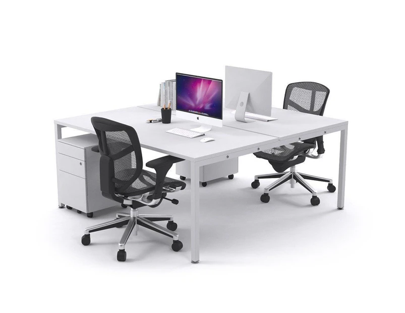 Litewall 2000 - 2 Person Office Workstation White Square Leg [1200L x 800W] - white