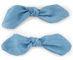 Crocodile Bow Clips 2-Pack - Chambray