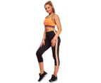 Bonds Sport Women's Bodycool Retro Spliced Capri Leggings - Black/Orange Soda