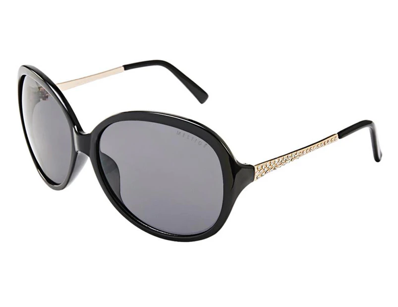 Mestige Women's Empire Sunglasses w/ Swarovski® Crystals - Black/Gold/Grey