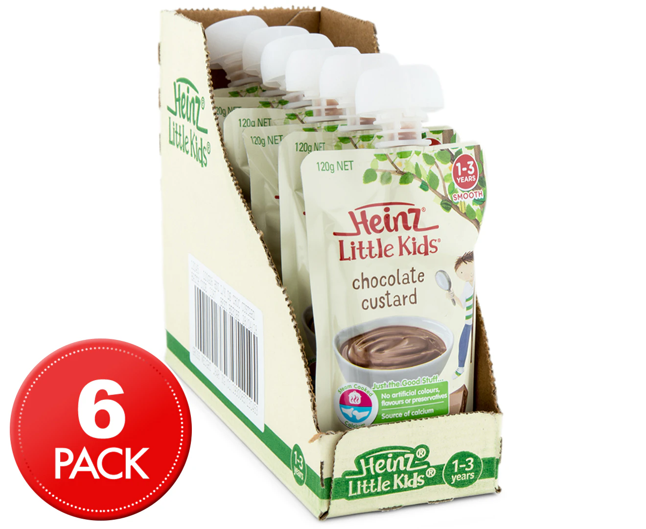 6 x Heinz Little Kids Chocolate Custard 120g