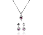 Synthetic Ruby Pendant and Earrings with Cubic Zirconia in Sterling Silver Set