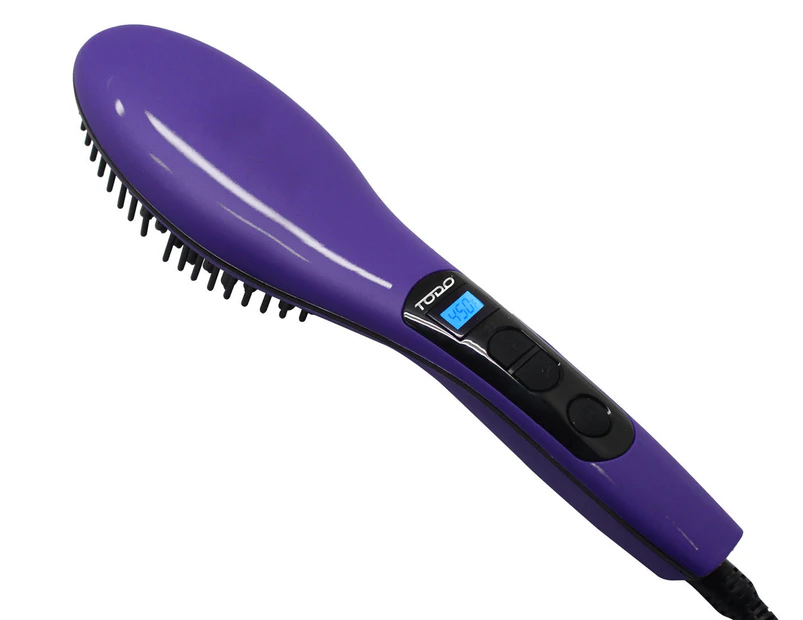 TODO Ionic Ceramic Anti-Frizz Hair Straightening Brush - Purple