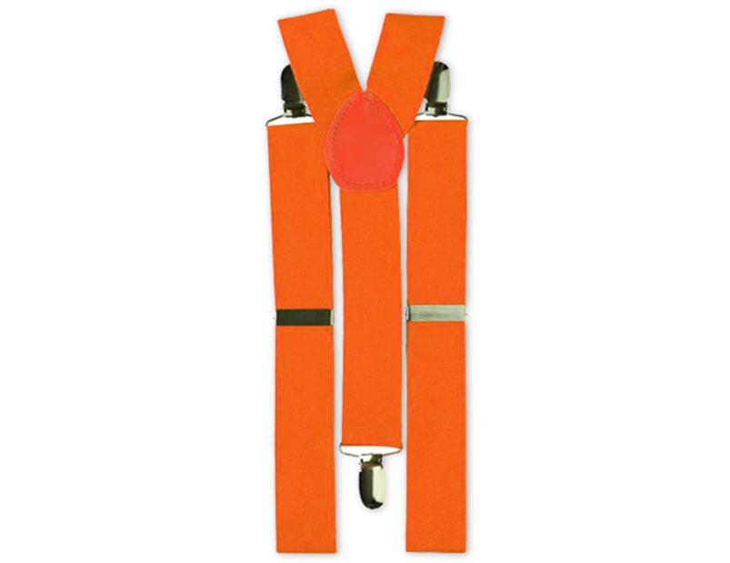 Neon Orange Adult Costume Suspenders