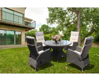 HAWTHORN - Outdoor Dining Setting - Recliner Chairs - 120cm Round Table and Cushions Included