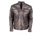 AU Fashion Men's Muller Sheepskin Leather Jacket Vintage Brown