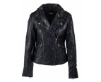 AU Fashion Women's Denise Sheepskin Leather Jacket Black