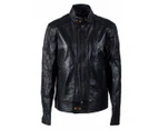 AU Fashion Men's Crethius Biker Sheepskin Leather Jacket Black