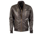 AU Fashion Men's Avalon Sheepskin Leather Jacket Brown