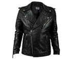 AU Fashion Men's Murray Sheepskin Leather Jacket Black