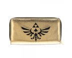 Legend of Zelda Legend Hyrule Crest Logo Black and Gold Zip Around Clutch Wallet