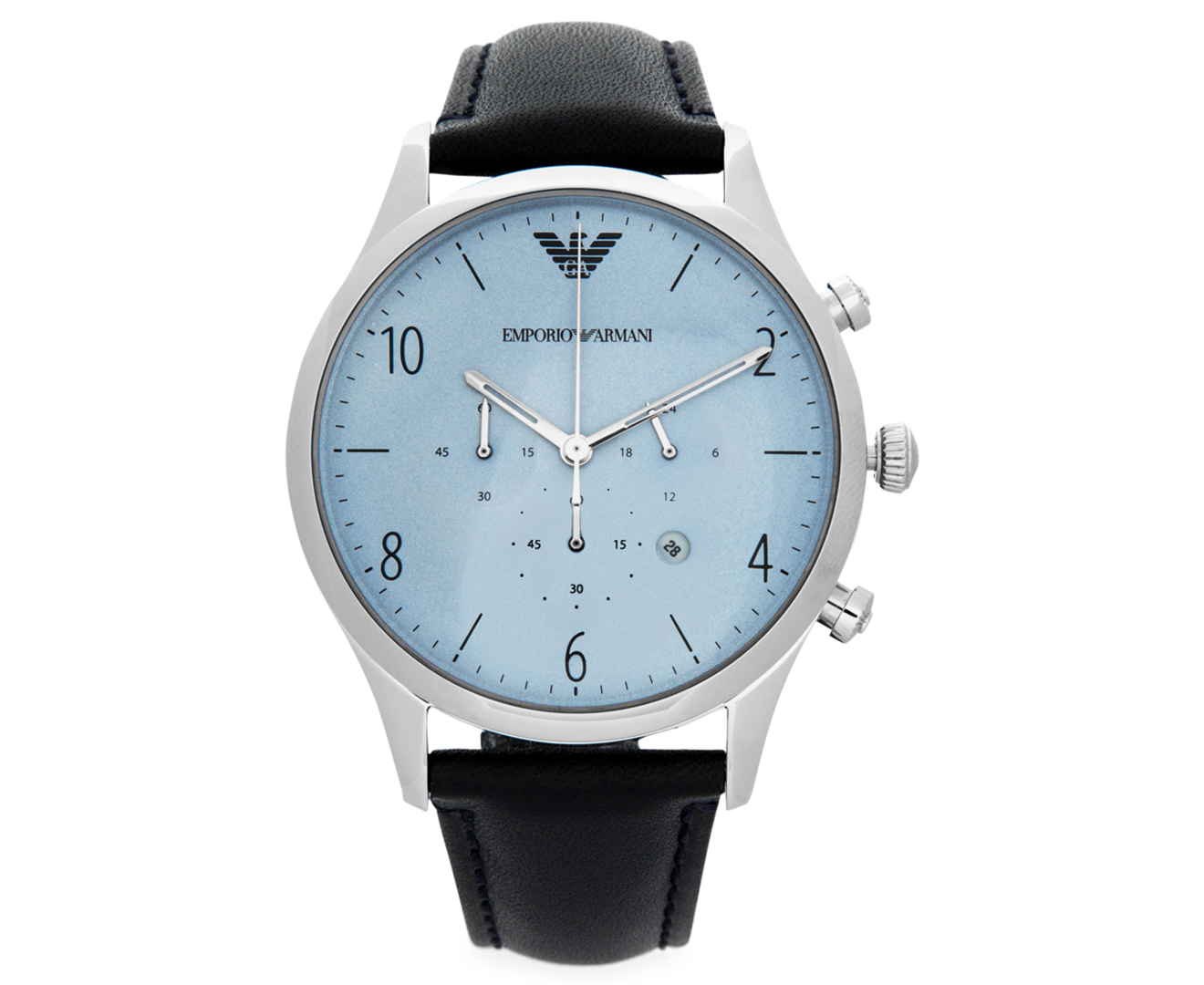 Emporio Armani Men's 43mm Leather Watch - Blue | Catch.co.nz