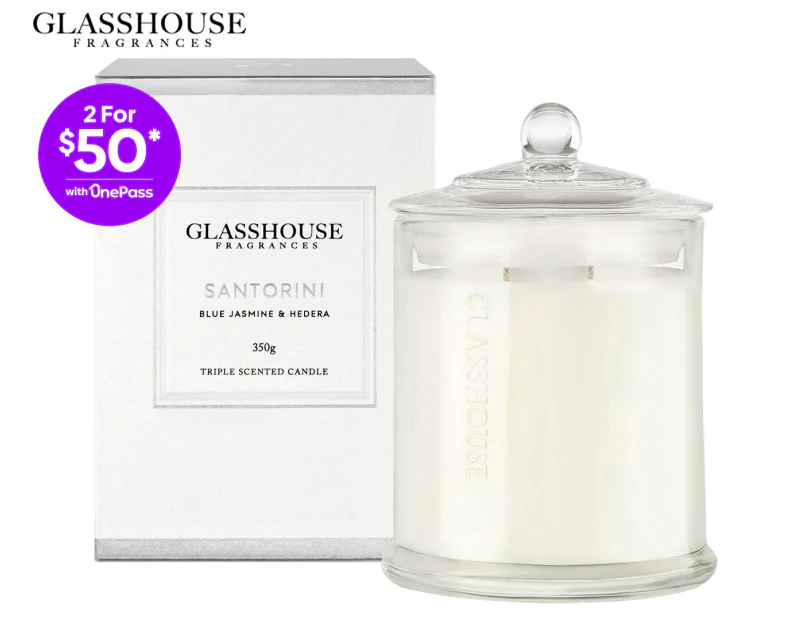 Glasshouse Santorini Blue Jasmine & Hedera 350g Triple Scented Candle