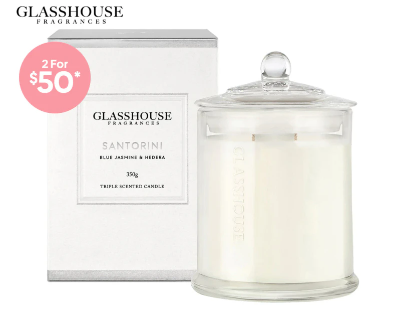 Glasshouse Santorini Blue Jasmine & Hedera 350g Triple Scented Candle