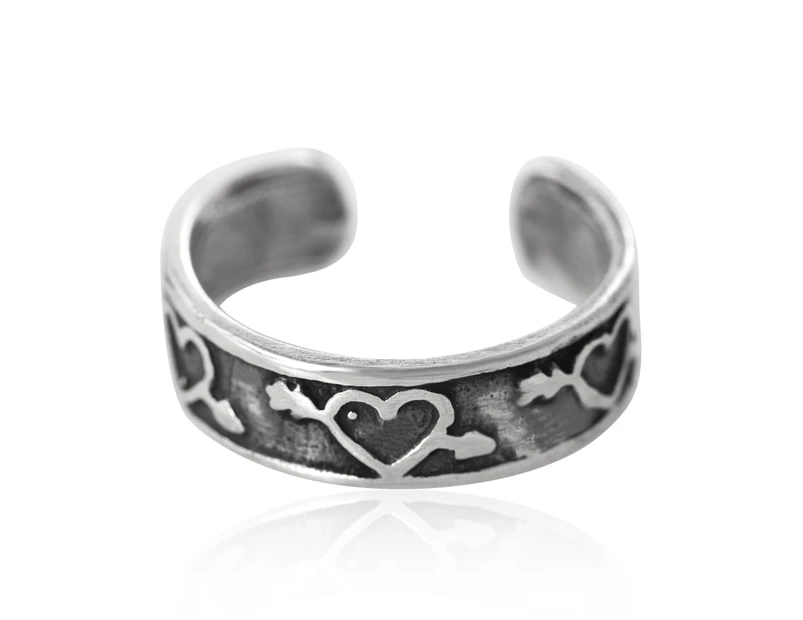 Sterling Silver Arrow and Heart Toe Ring